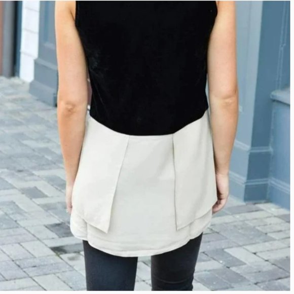 THML Blue  Velvet Tunic Top Sleeveless Mixed Tank Blouse Velour XS Anthropologie - Picture 5 of 14